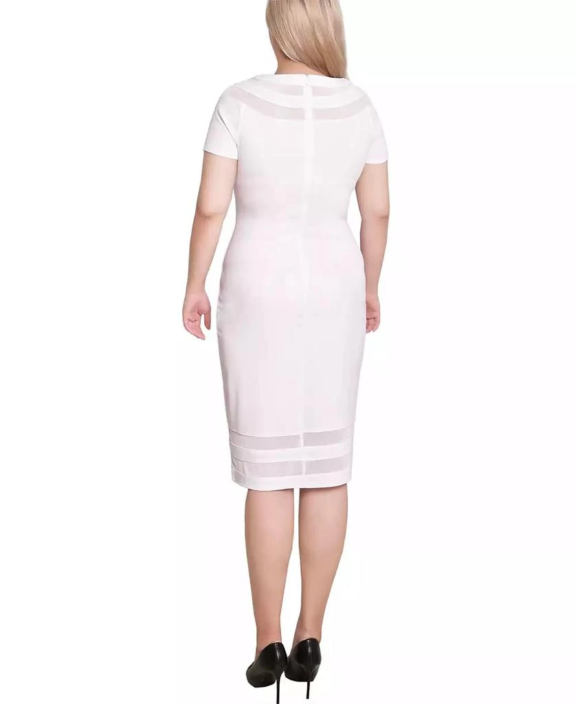 NY Collection Petite Short Sleeve Dress with Mesh Insets 2