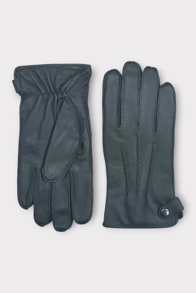 Infinity Leather Men’s Olive Green Italian Leather Warm Wool-Lined Winter Bike Riding Driving Casual Gloves