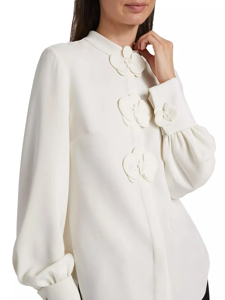 Oscar de la Renta Orchid Button Georgette Blouse 6