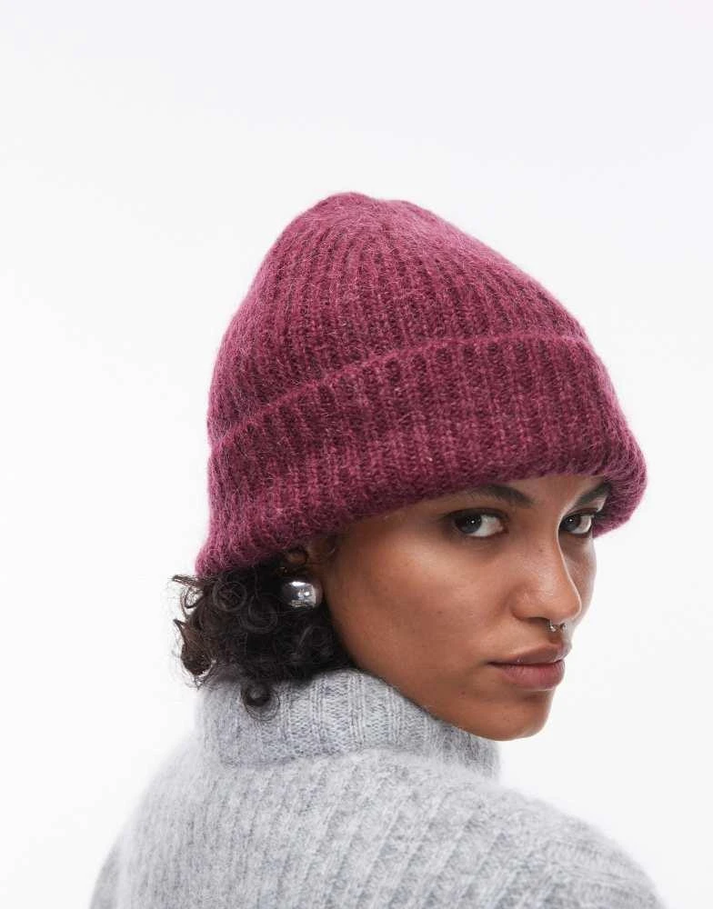 & Other Stories & Other Stories premium mohair and wool blend beanie in burgundy 1