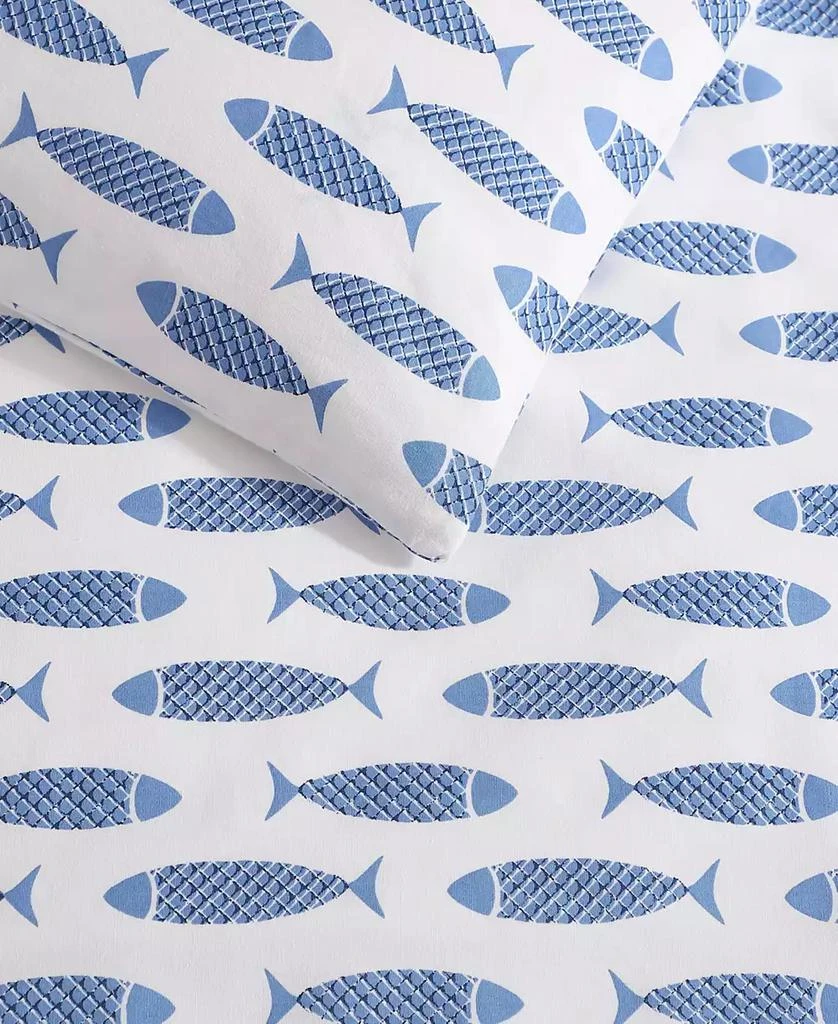 Nautica Woodblock Fish Percale 3-Pc. Duvet Cover Set 5
