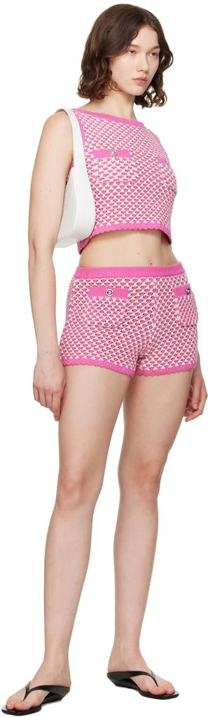 Versace Pink 
White Crochet Knit Shorts 4