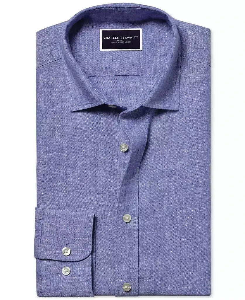 Charles Tyrwhitt Men's Slim Fit Long Sleeve Linen Button-Front Shirt 5