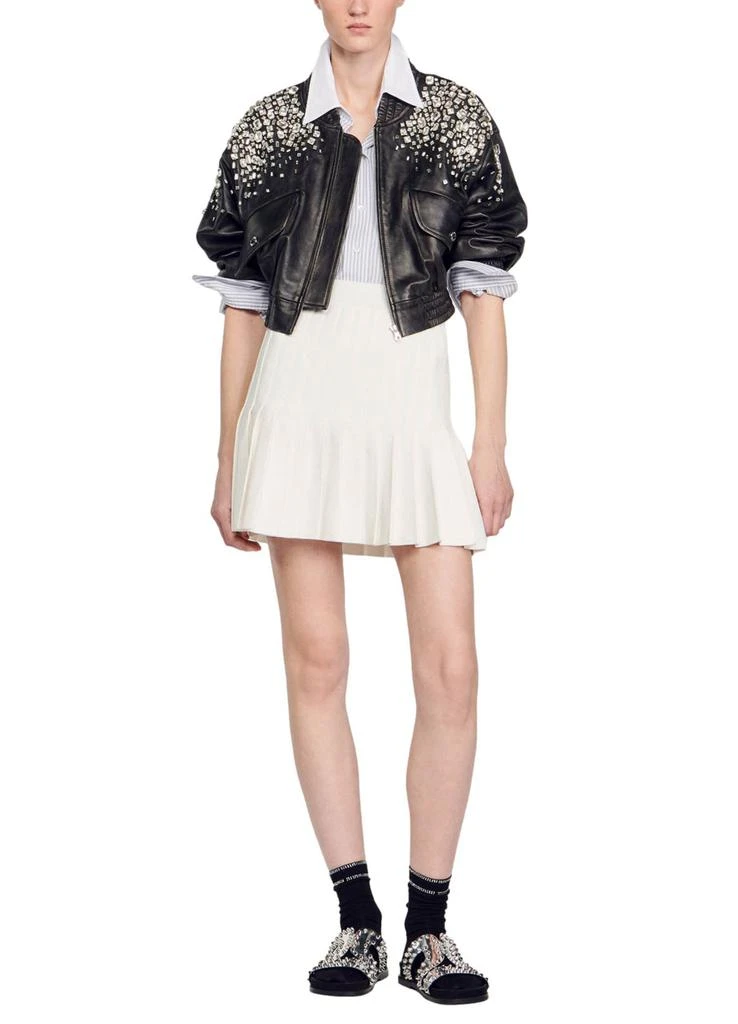Sandro Crystal-studded leather jacket 5