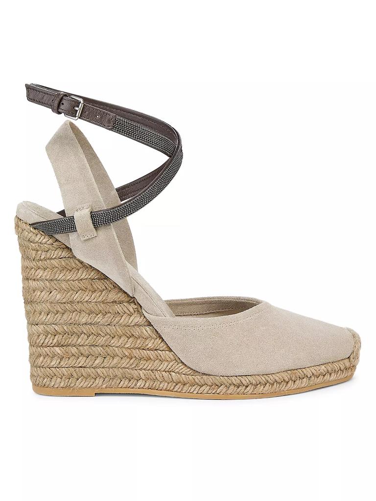 Brunello Cucinelli 80MM Monili-Embellished Suede Espadrille
