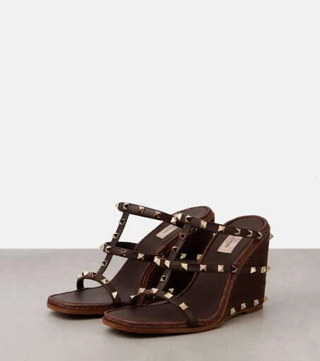 Valentino Rockstud leather wedge mules 4