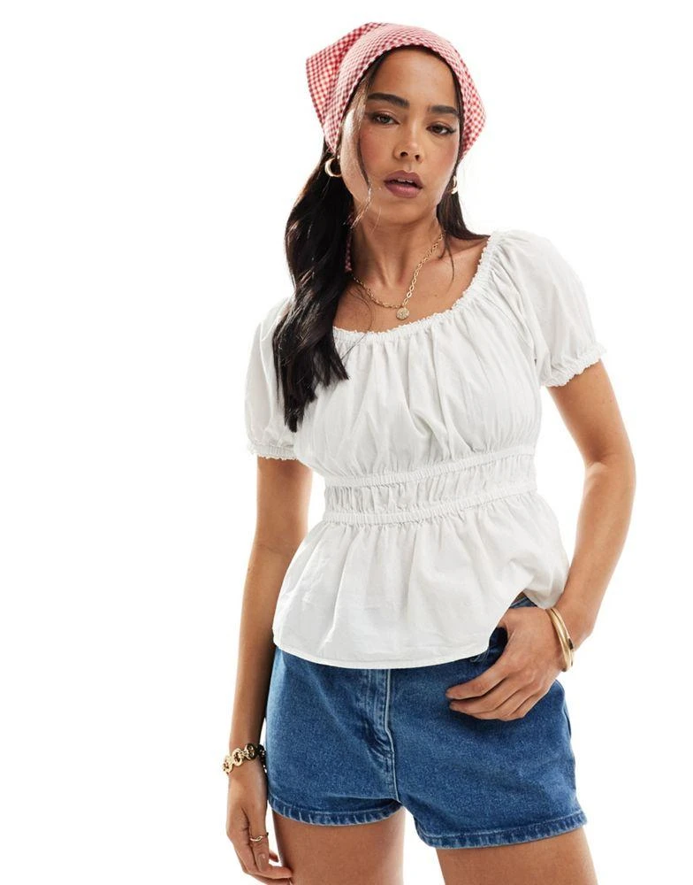 JDY puff sleeve cropped top in white – On Sale Now with Up to 31