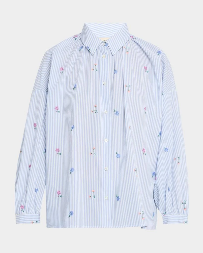 Weekend Max Mara Gilly Striped Floral-Embroidered Cotton Shirt 1