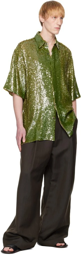 Dries Van Noten Khaki Sequin Shirt 4