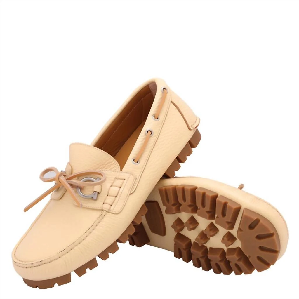 Salvatore Ferragamo Men
s Giosue Gancini Leather Sailor Moccasin In White 2