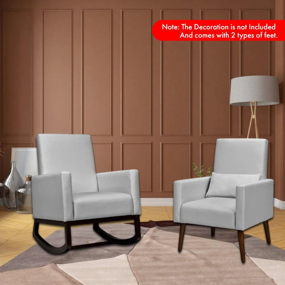 Hivvago Modern 2-in-1 Upholstered Rocker Chair with Supportive Lumbar Cushion 2