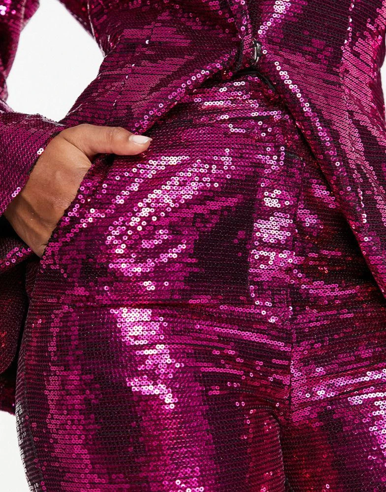 ASOS ASOS DESIGN sequin slim straight suit trousers in pink 2