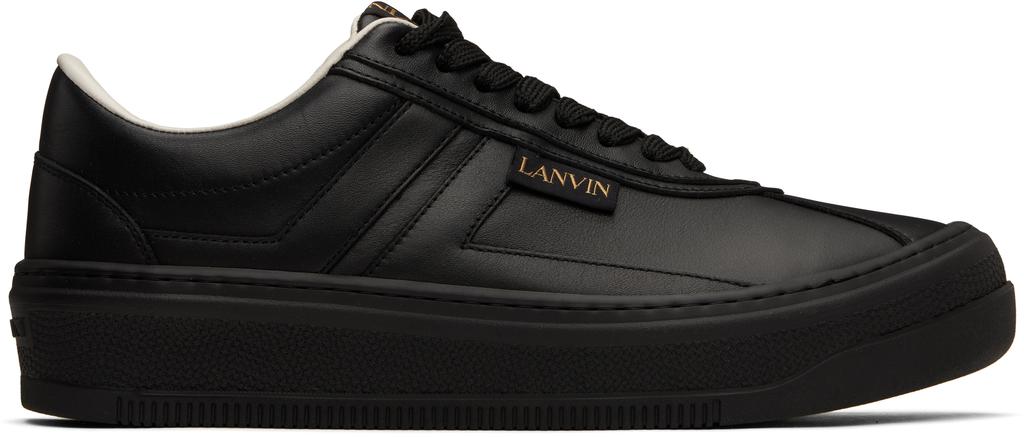 Shop Black Leather Curb Sneakers on Sale at BeyondStyle