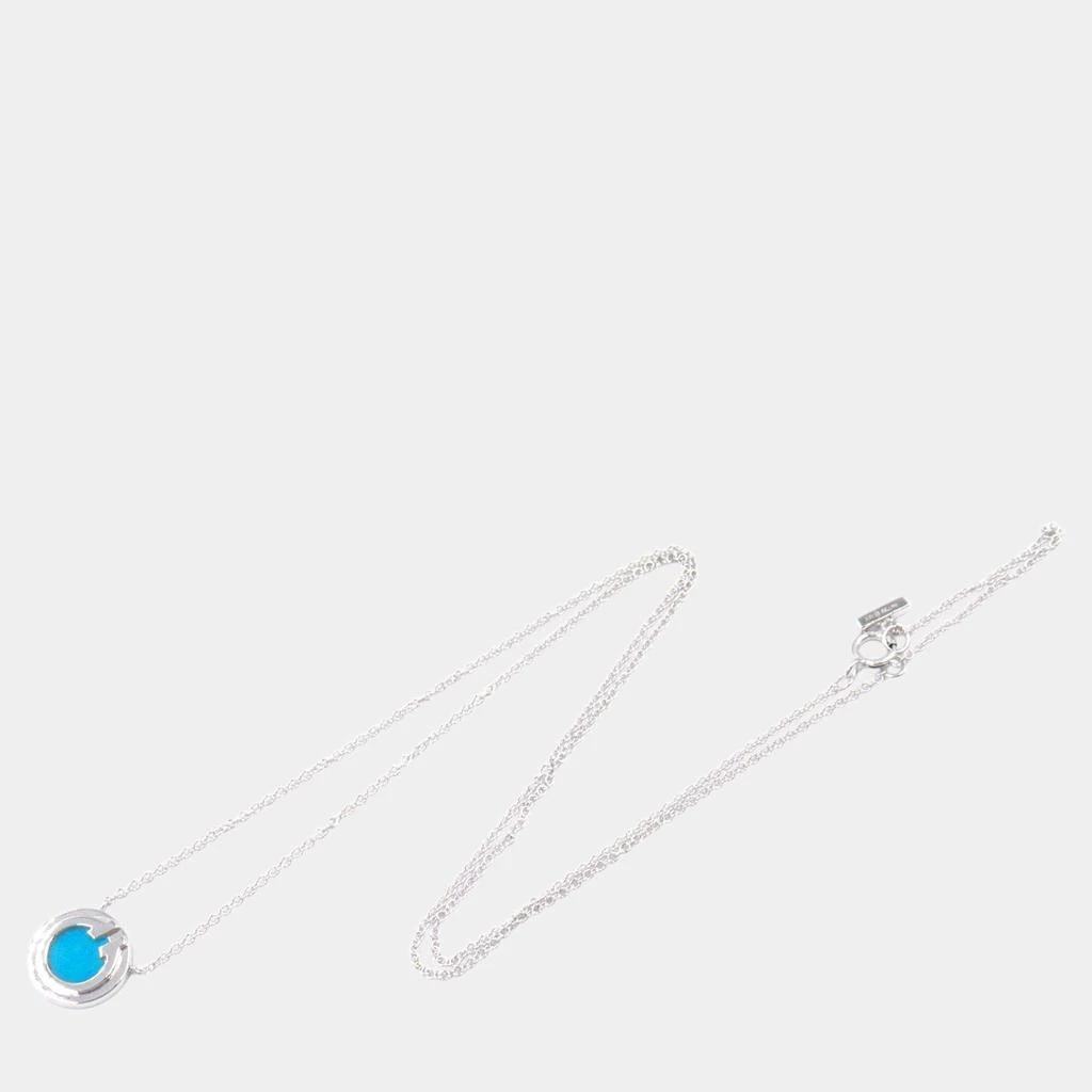 Tiffany & Co. Tiffany & Co. Turquoise Circle Pendant Necklace 18k White Gold Blue Metal 2