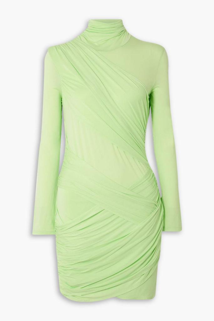 GAUGE81 Kores draped neon stretch-jersey turtleneck mini dress