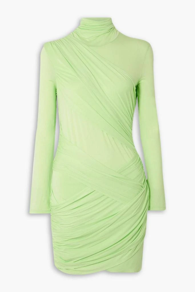 GAUGE81 Kores draped neon stretch-jersey turtleneck mini dress 1