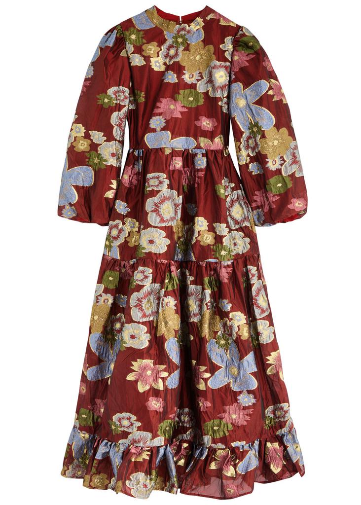 Sister Jane Ruby floral brocade maxi dress