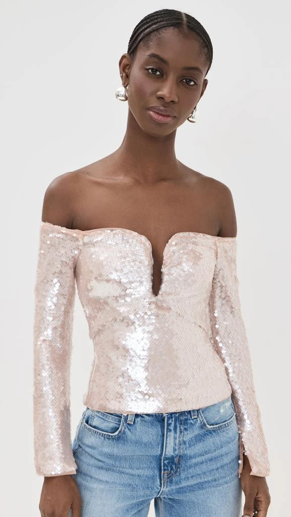 Self Portrait Sequin Off Shoulder Top 6