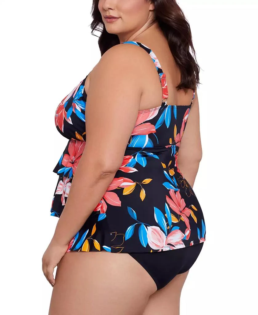 Swim Solutions Plus Size Tiered Floral-Print One Piece, Created for Macy's 3