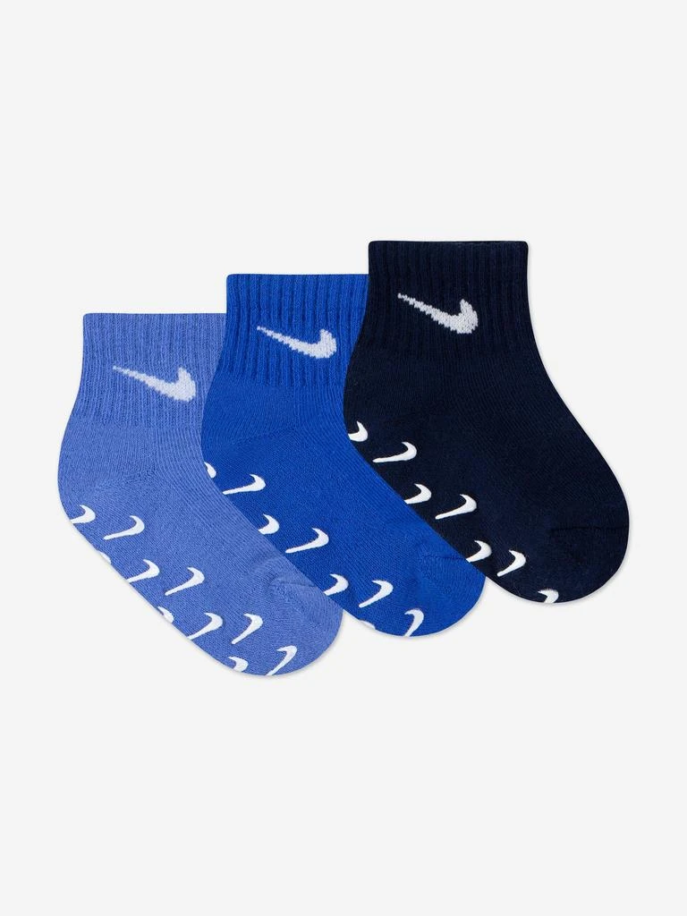 NIKE Nike Baby Boys 3 Pack Gripper Quarter Socks Set in Blue 2