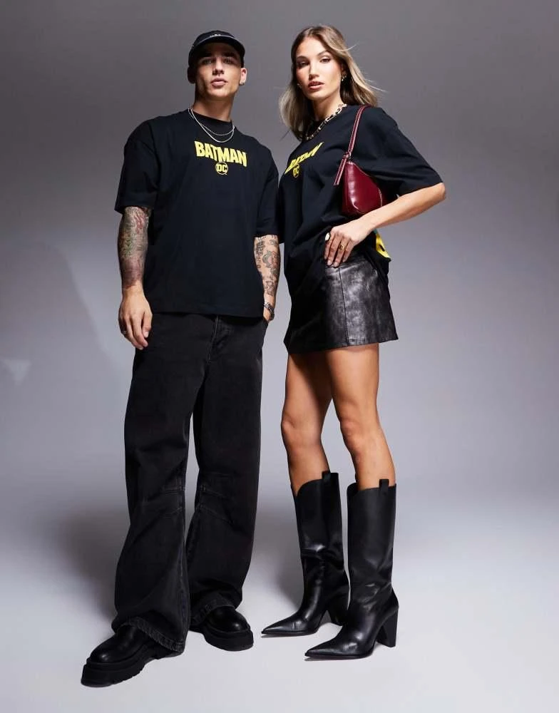 ASOS ASOS DESIGN unisex oversized t-shirt with Batman puff prints in black 4