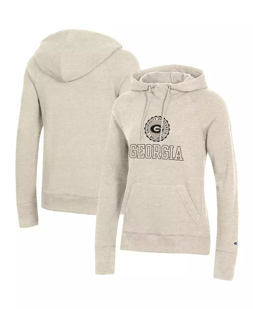 CHAMPION Women's Heathered Oatmeal Georgia Bulldogs College Seal Pullover Hoodie 1
