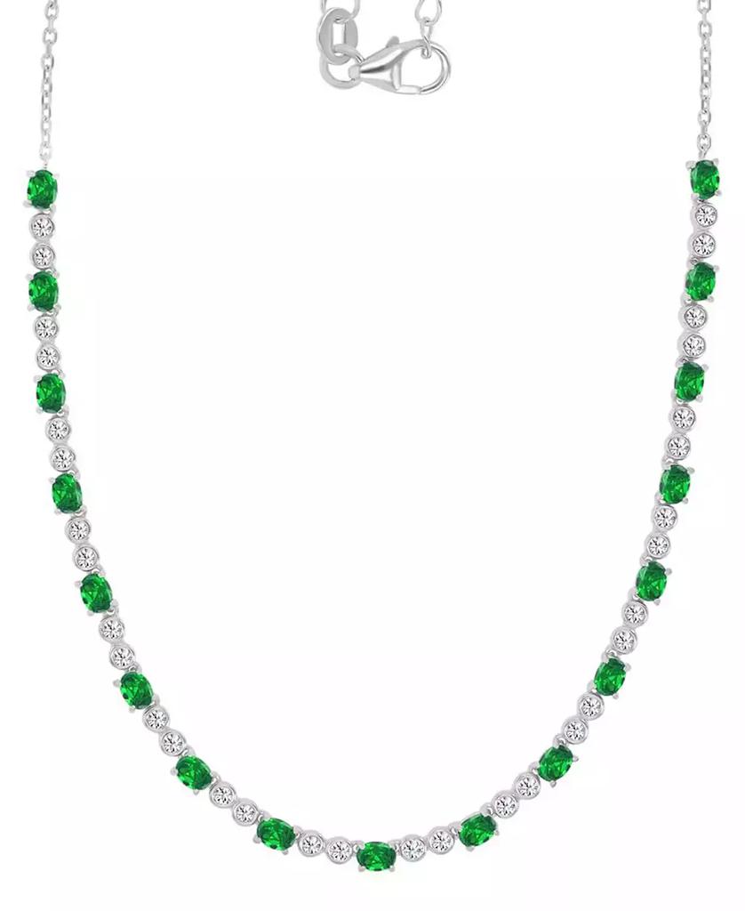 Macy's Cubic Zirconia Oval & Round Tennis Necklace, 18" + 2" extender