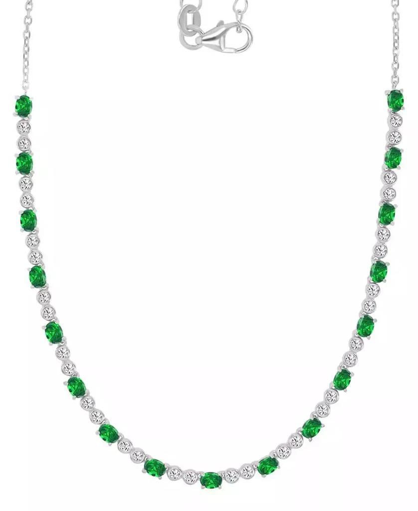 Macy's Cubic Zirconia Oval & Round Tennis Necklace, 18" + 2" extender 1
