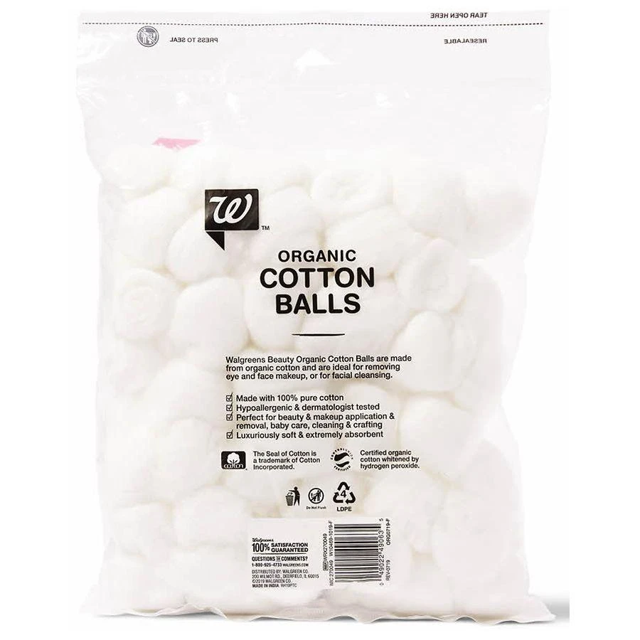 Walgreens Organic Cotton Balls, Hypoallergenic, Soft 
Durable 2