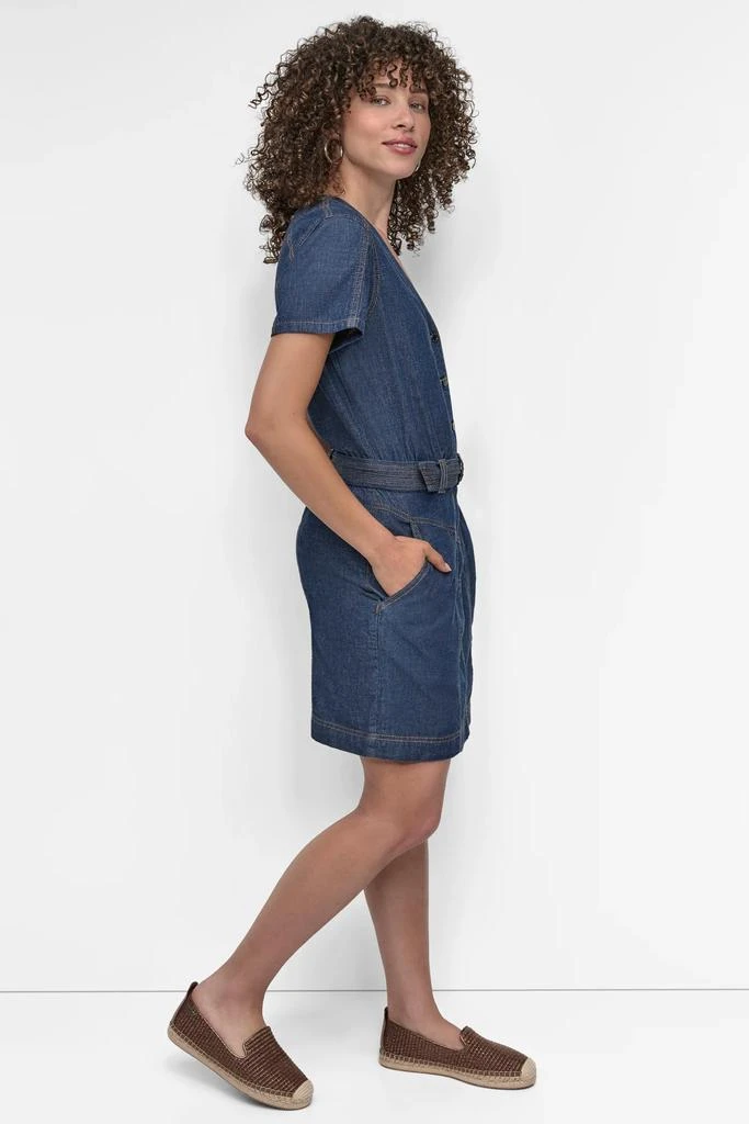 DKNY BUTTON FRONT DENIM MINI DRESS 3