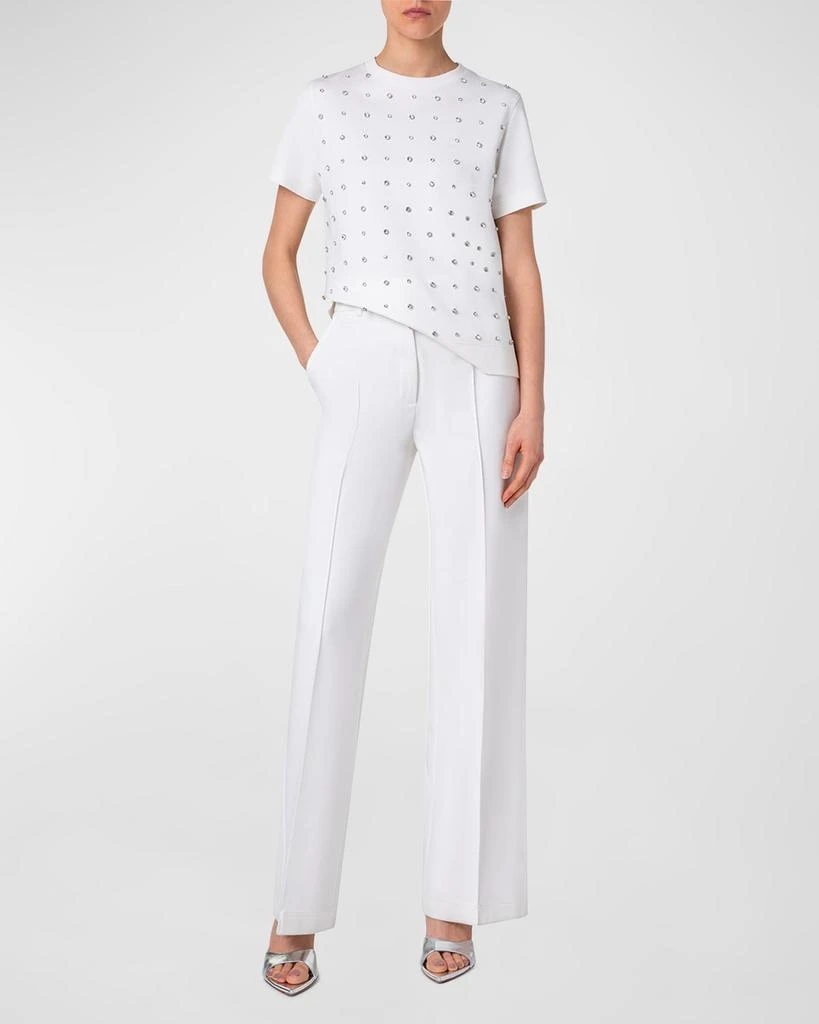 Akris Cotton Jersey T-Shirt with Crystal Studs Embellishments 6