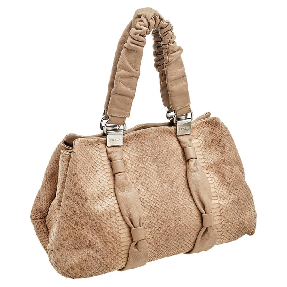Furla Furla Beige Python Embossed Leather Shoulder Bag 3