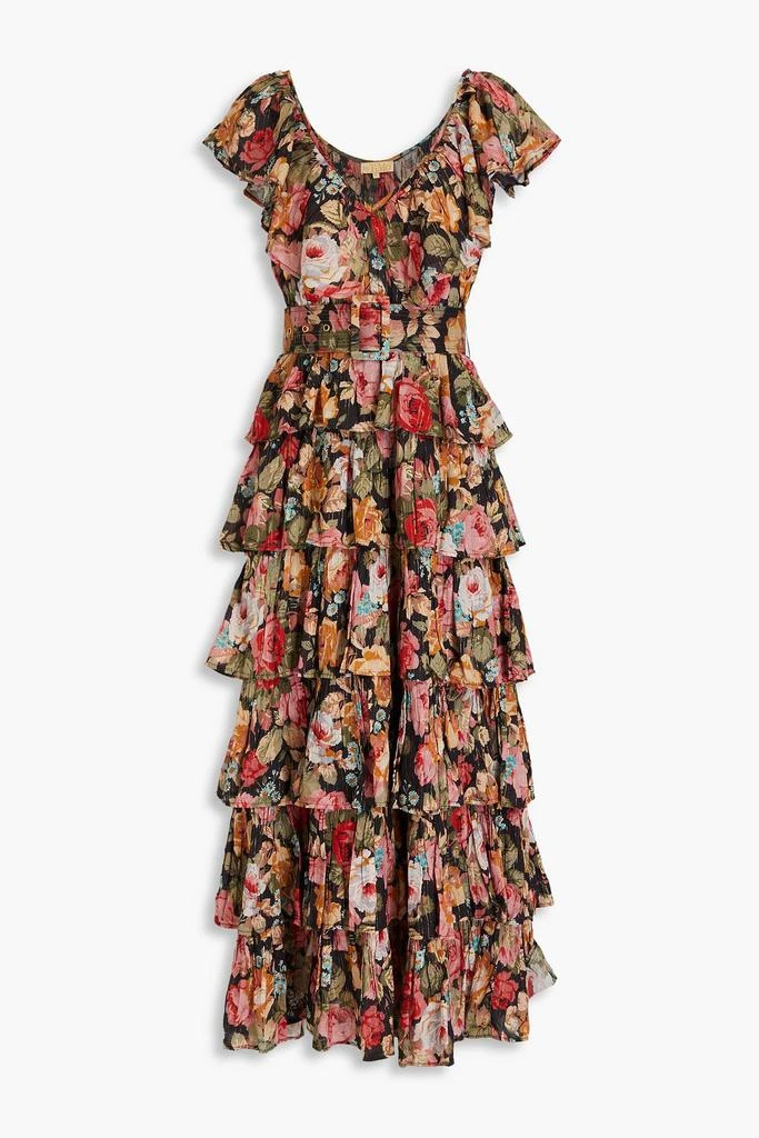 BYTIMO Tiered floral-print cotton-blend maxi dress 1