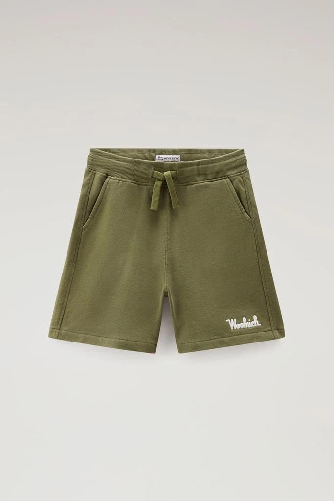 Woolrich Boys' Pure Cotton Fleece Shorts with Drawstring - Boys - Green 1