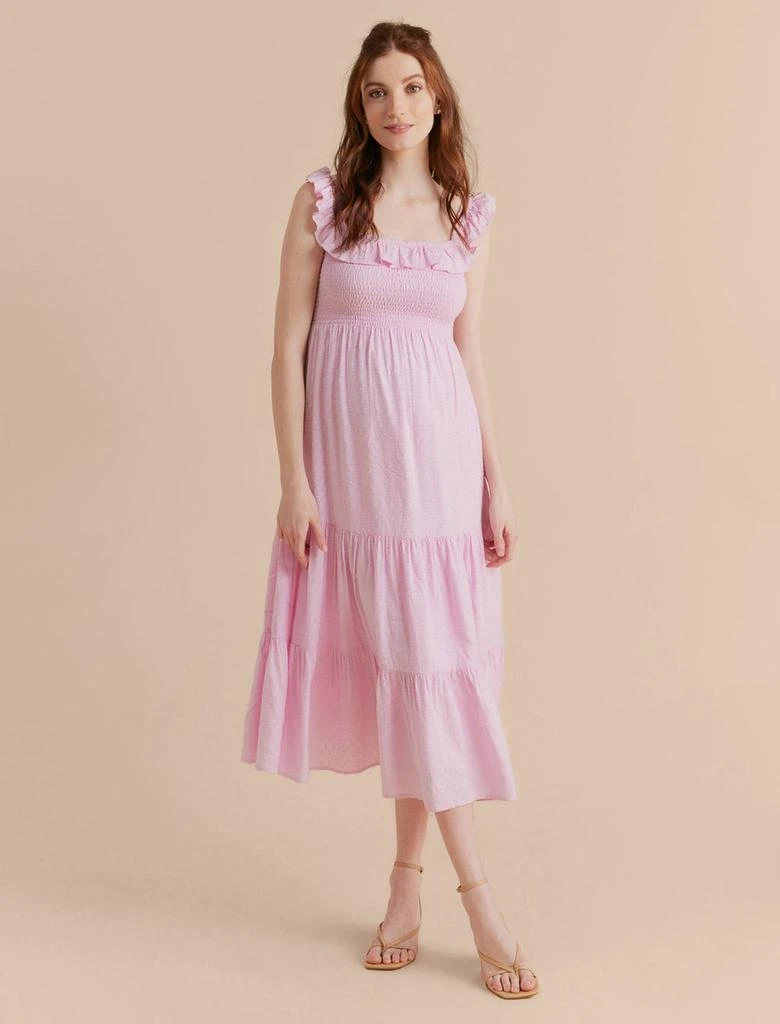 A Pea in the Pod Ruffle Smocked Midi Maternity Dress 1