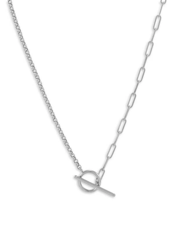 Saks Fifth Avenue 14K White Gold Paperclip & Rolo Chain Necklace/17" 1