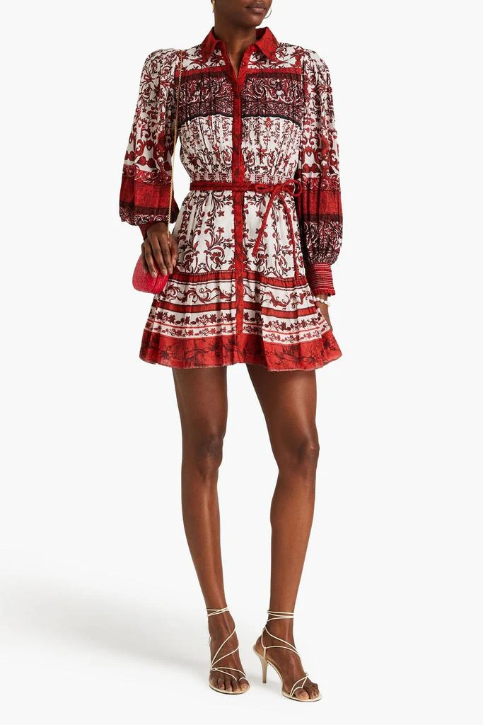 Alice + Olivia Tiffie printed cotton-mousseline mini shirt dress 2