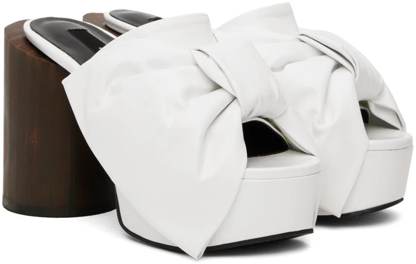 pushBUTTON White Ribbon Platform Heels 4