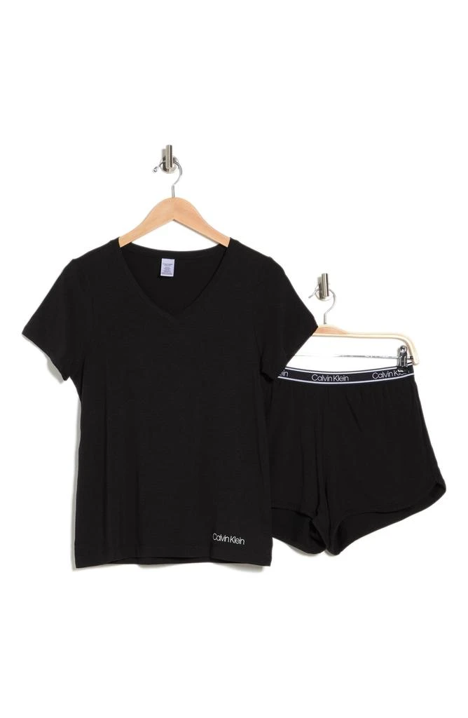 Calvin Klein V-Neck T-Shirt 
Shorts 2-Piece Pajama Set 4