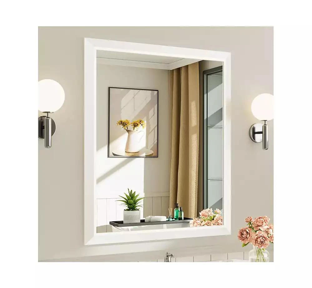 Amorho Bathroom Mirror, 36" x 30" Inch Thick Metal Framed Wall Mirrors for Over Sink, Bedroom, Living Room, Entryway, Rectangle Wall-Mounted Mirrors in White(Horizontal/Vertical)