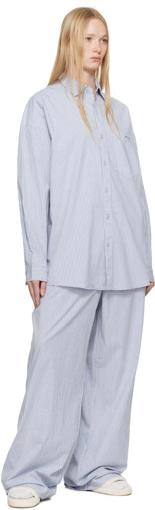 SKIMS Blue & White Cotton Poplin Oversized Sleep Pyjama Set 5