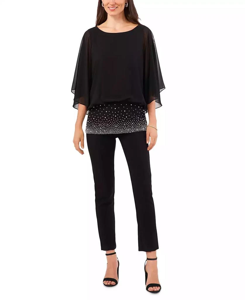 MSK Women's Beaded-Band Blouson-Overlay 3/4-Sleeve Top 4
