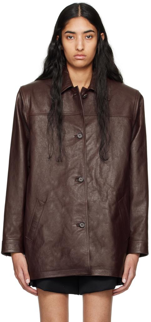 コート MAGDA BUTRYM FW25 LEATHER TRENCH (293725 BROWN) Magda Butrym Brown Belted Leather Trench Coat - Jackets