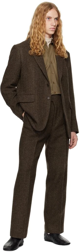 AURALEE Brown Lama Shetland Wool Tweed Trousers 4