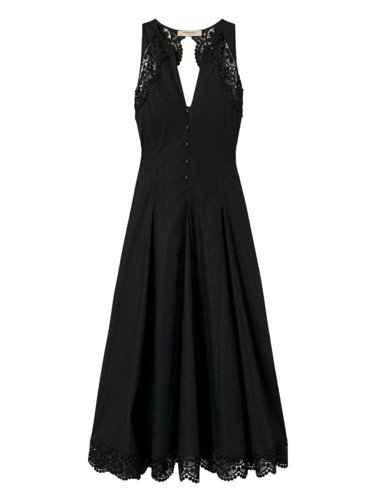 TWINSET Fitted Black Dress With Lace Detailing 1
