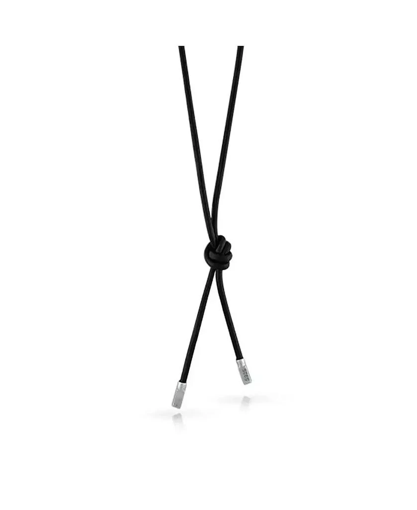 Bling Jewelry Smooth Black Leather Cord Necklace .925 Sterling Silver Tips 27 Inch 3