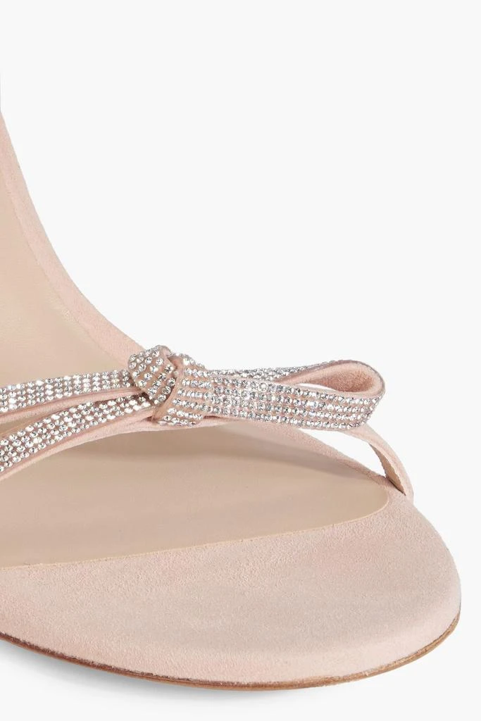 Stuart Weitzman Crystal-embellished knotted suede sandals 4
