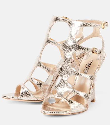 Tom Ford Cage snake-effect leather sandals 4