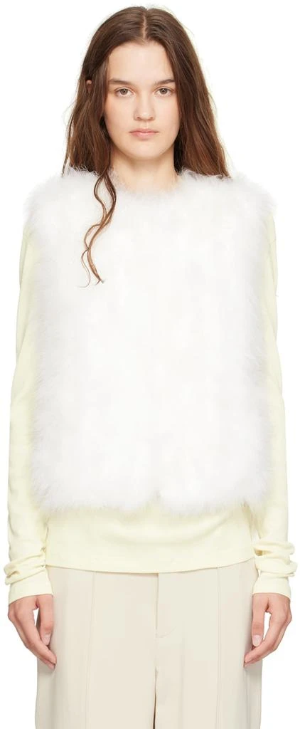 Yves Salomon White Feather Vest 1