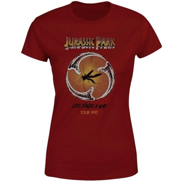 Jurassic Park Jurassic Park Life Finds A Way Tour Women's T-Shirt - Burgundy 1